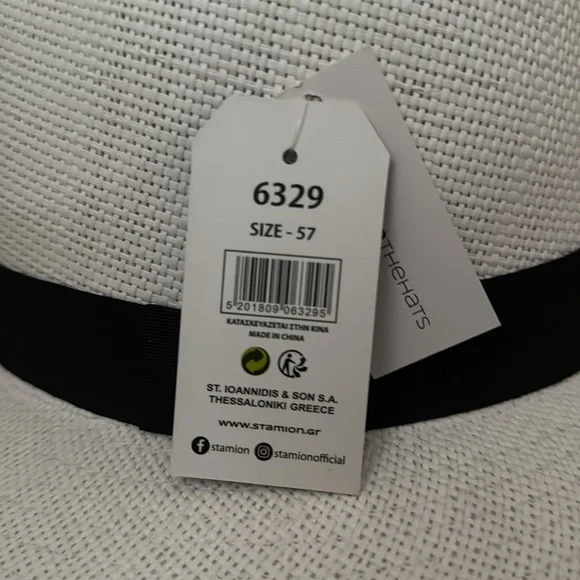 White Fedora Hat with Black Band - Picture 4 of 4